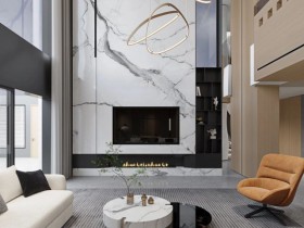 洛阳别墅装修设计案例450㎡现代黑白灰