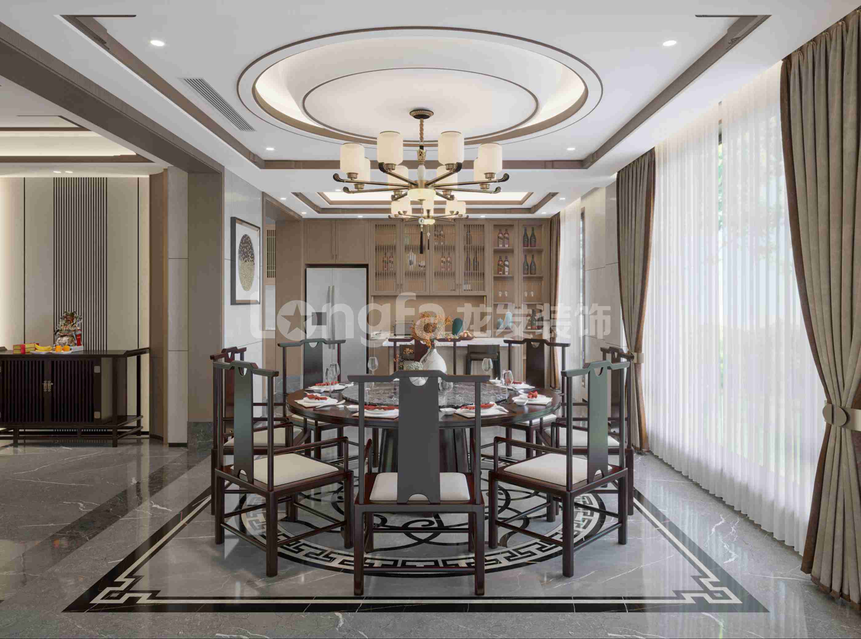 洛阳碧桂园别墅装修新中式设计